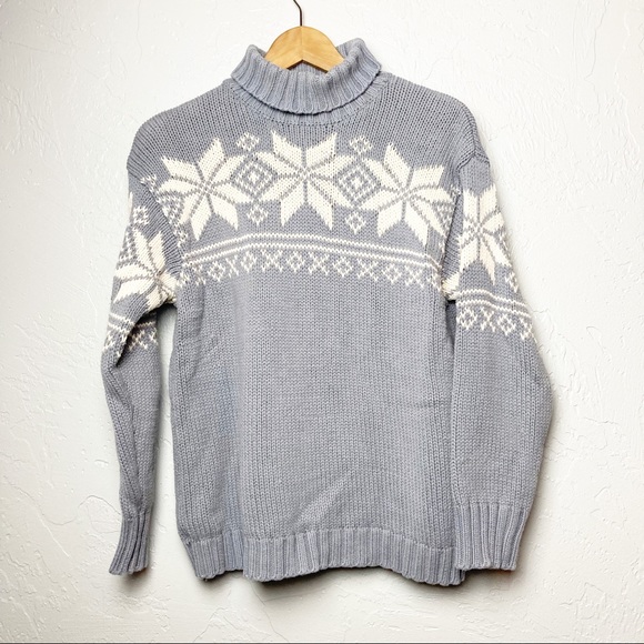 Eddie Bauer turtleneck sweater snowflake periwinkle S petite - Picture 1 of 5